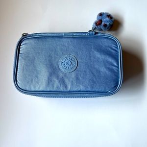 Kipling Makeup/School Supply Case Clear Blue Metallic